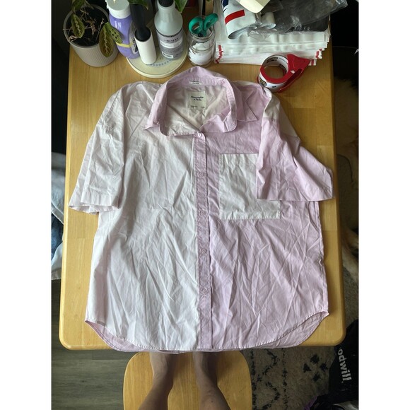 Abercrombie & Fitch Dresses & Skirts - ABERCROMBIE and FITCH Color Block Pink Shirt Dress Button Down L